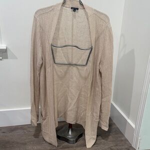 Talbots Cream Ribbed Open Cardigan